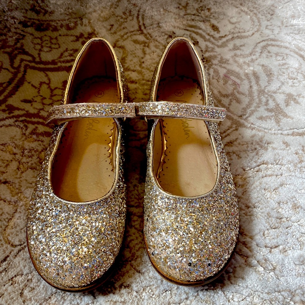Mini Boden girls gold glitter Mary Janes